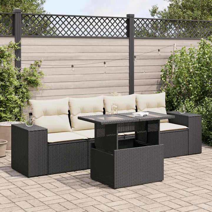 Loungegrupp För Trädgården Med Dynor 5 Delar Brun Konstrotting