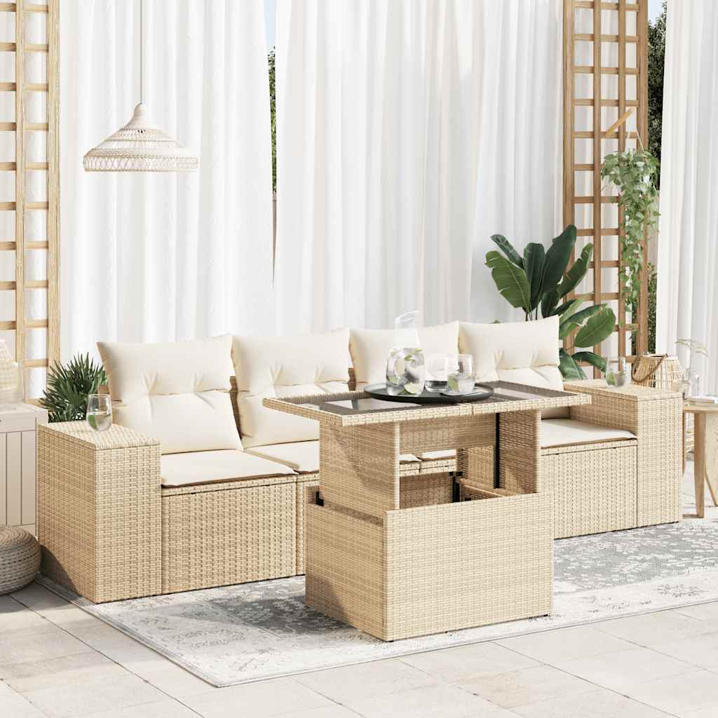 Loungegrupp För Trädgården Med Dynor 5 Delar Brun Konstrotting