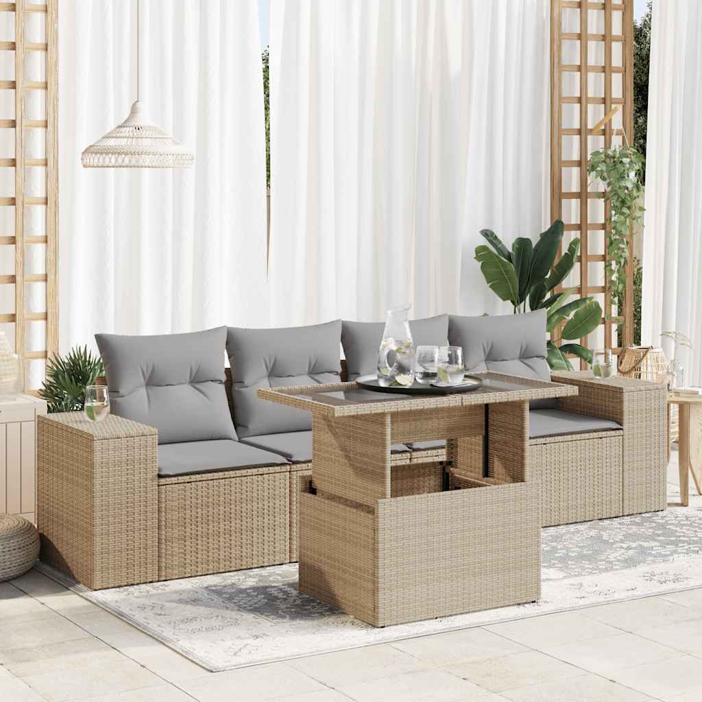 Loungegrupp För Trädgården Med Dynor 5 Delar Brun Konstrotting