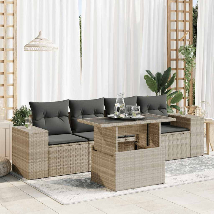 Loungegrupp För Trädgården Med Dynor 5 Delar Brun Konstrotting
