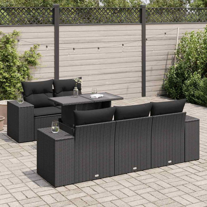 Loungegrupp Med Dynor 6 Delar Svart Konstrotting