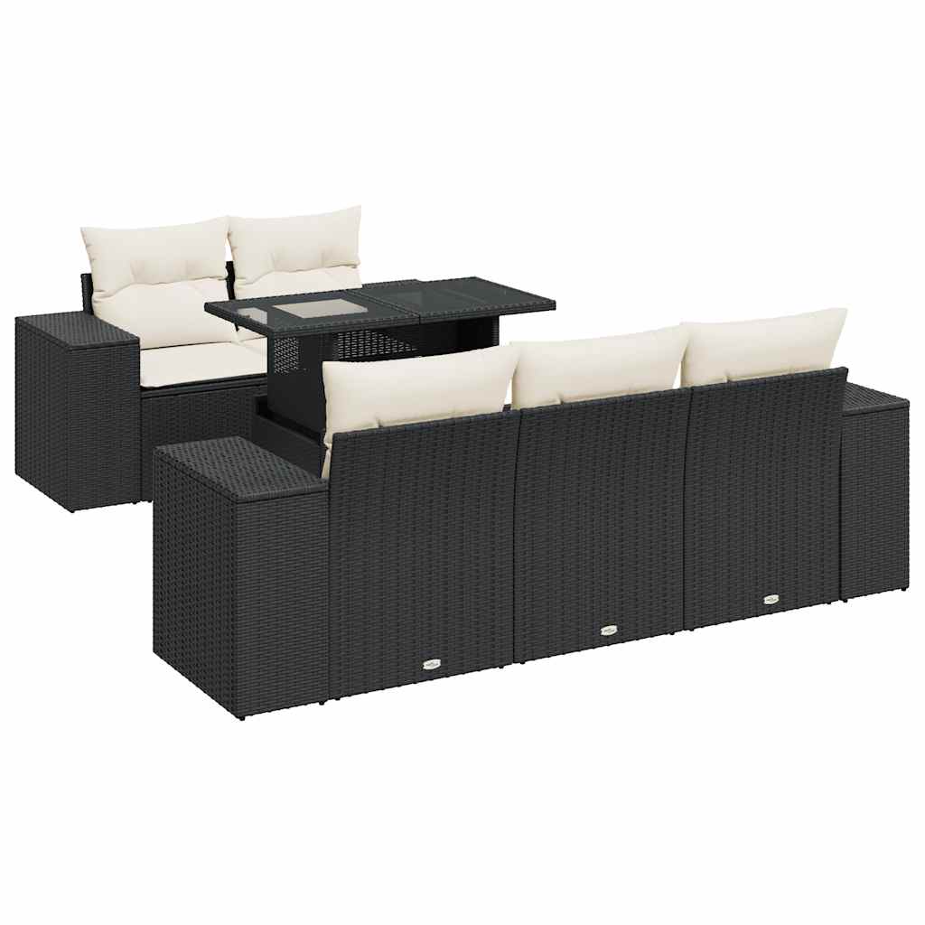 Loungegrupp Med Dynor 6 Delar Svart Konstrotting