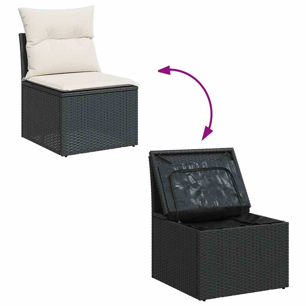 Loungegrupp Med Dynor 6 Delar Svart Konstrotting