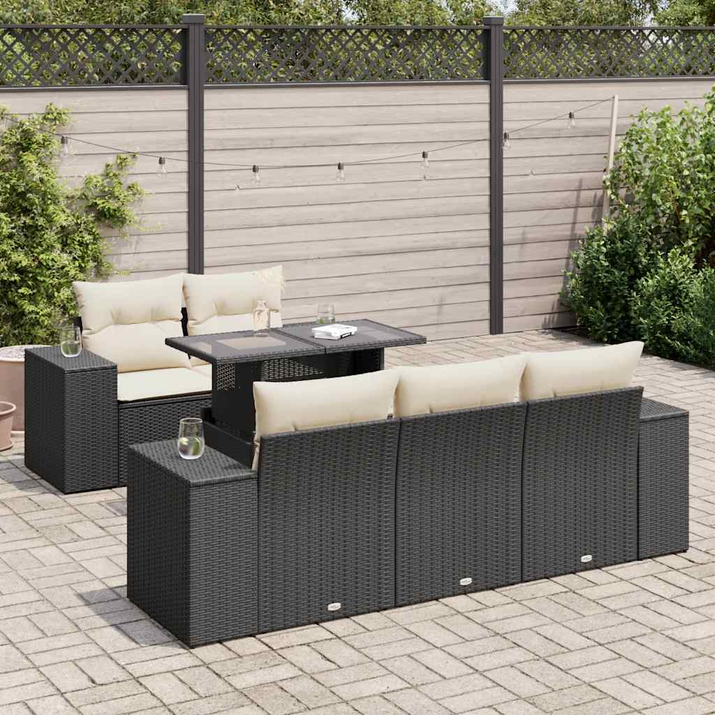 Loungegrupp Med Dynor 6 Delar Svart Konstrotting