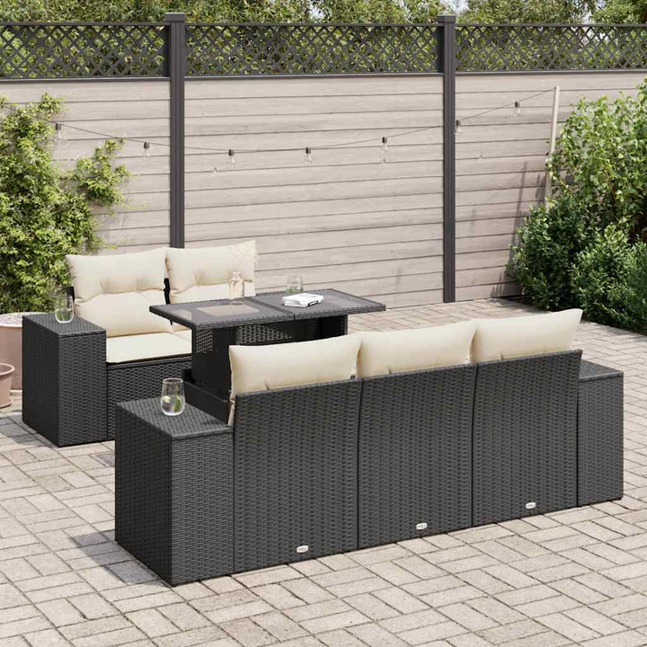 Loungegrupp Med Dynor 6 Delar Svart Konstrotting