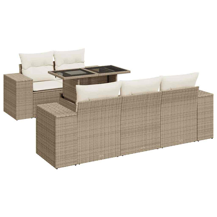 Soffgrupp För Trädgården Med Dynor 6 Delar Beige Konstrotting