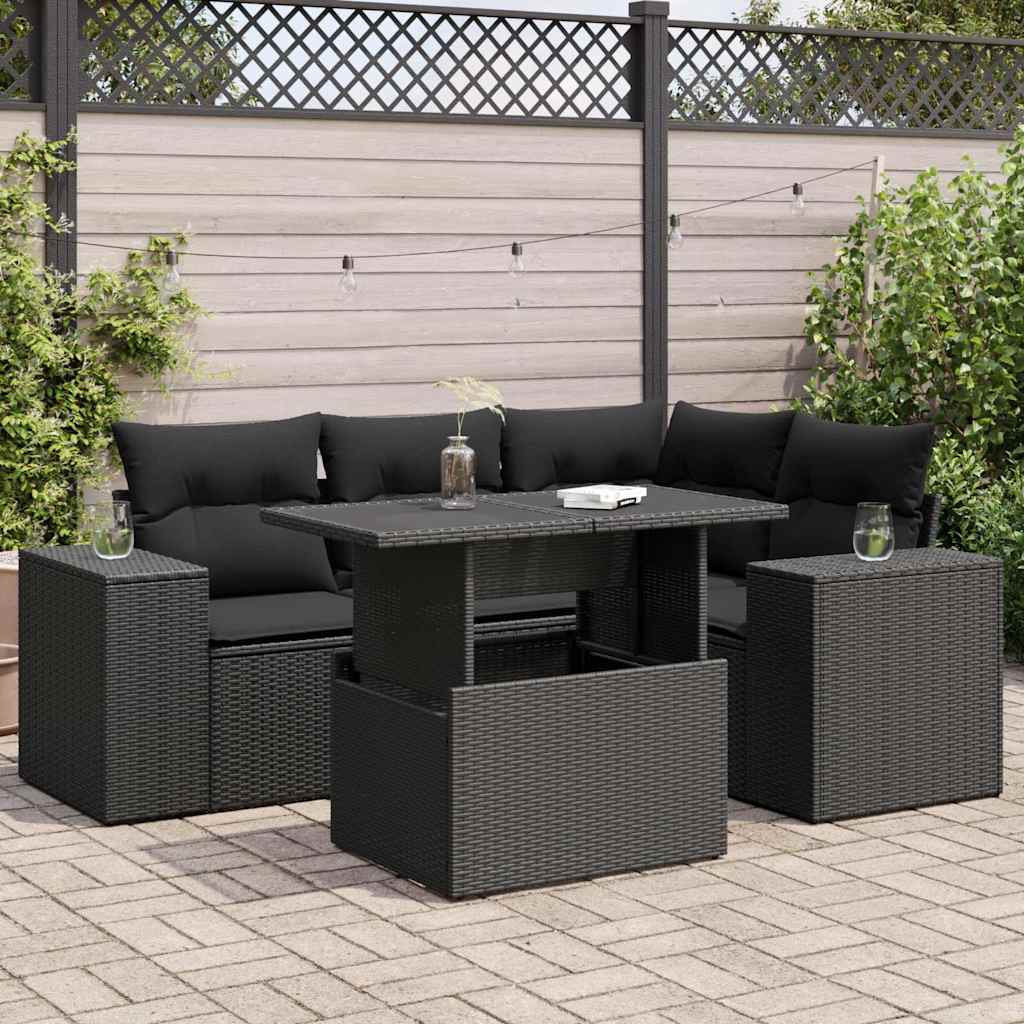 Loungegrupp För Trädgården Med Dynor 5 Delar Konstrotting