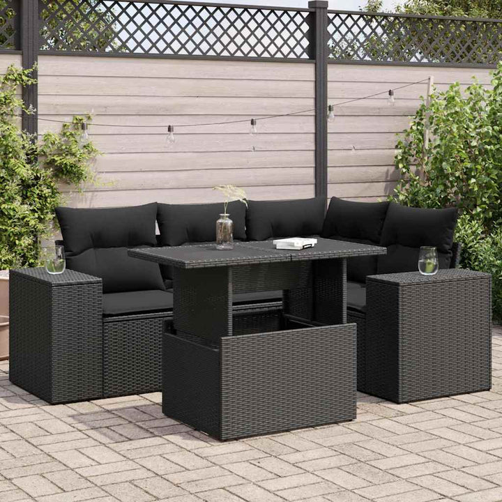 Loungegrupp För Trädgården Med Dynor 5 Delar Konstrotting