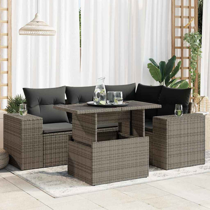 Loungegrupp För Trädgården Med Dynor 5 Delar Konstrotting