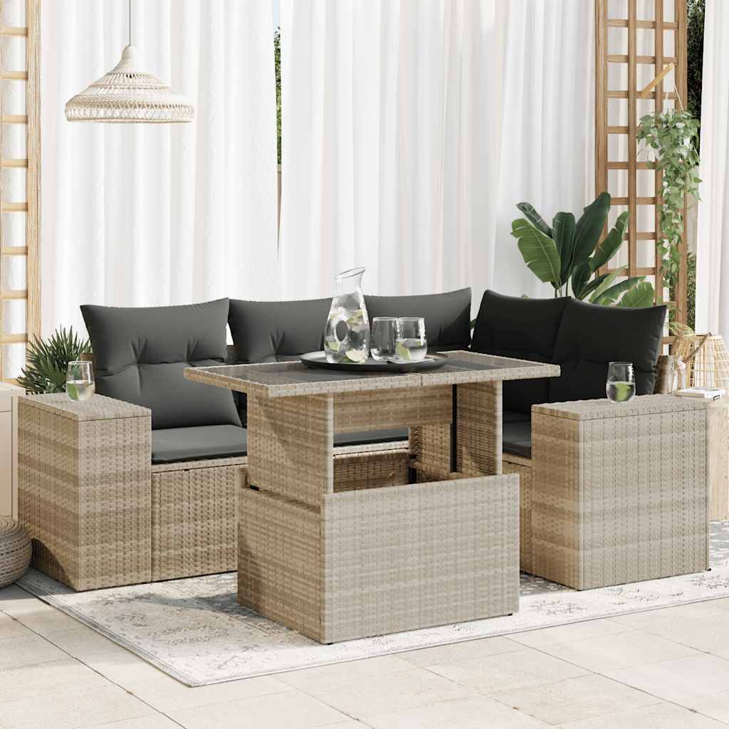 Loungegrupp För Trädgården Med Dynor 5 Delar Konstrotting