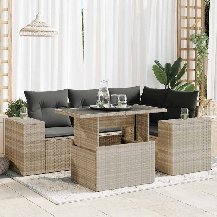 Loungegrupp För Trädgården Med Dynor 5 Delar Konstrotting