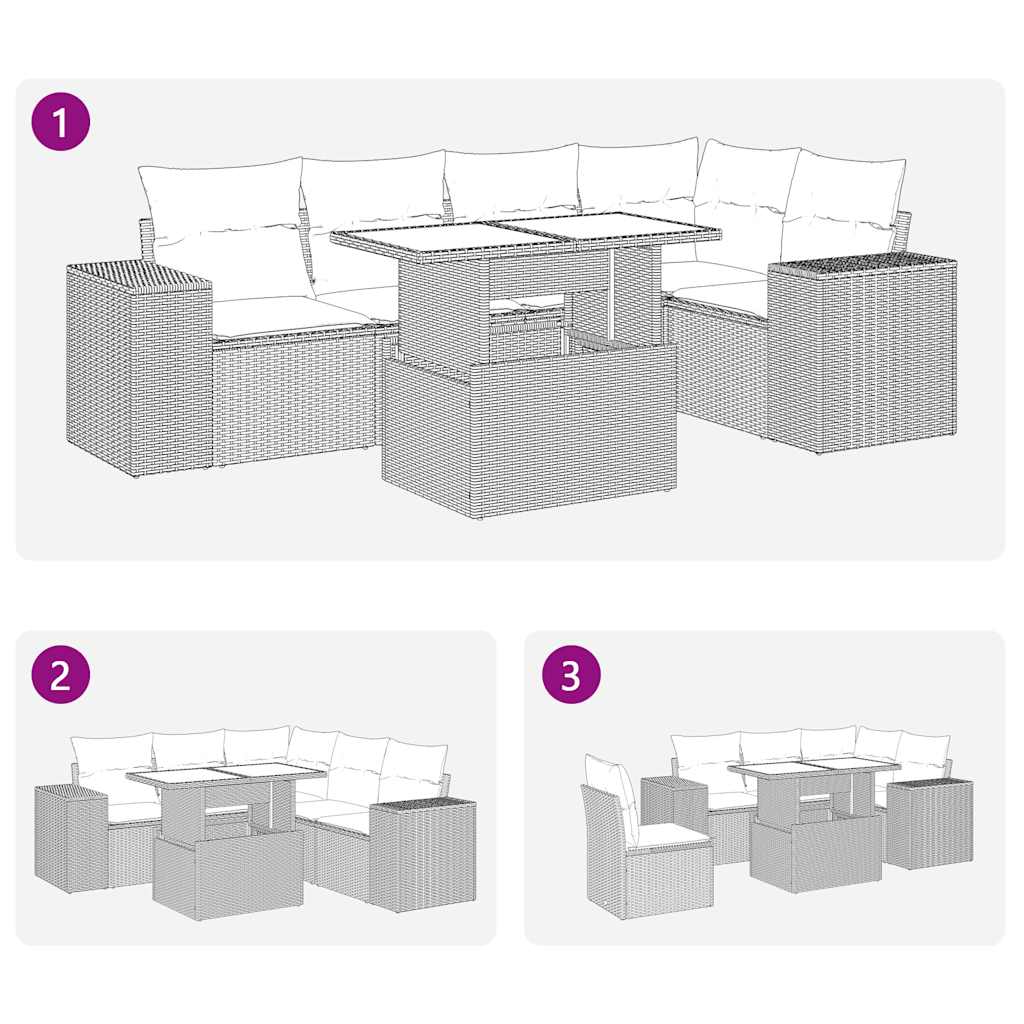 Loungegrupp För Trädgården M Dynor 6 Delar Brun Konstrotting