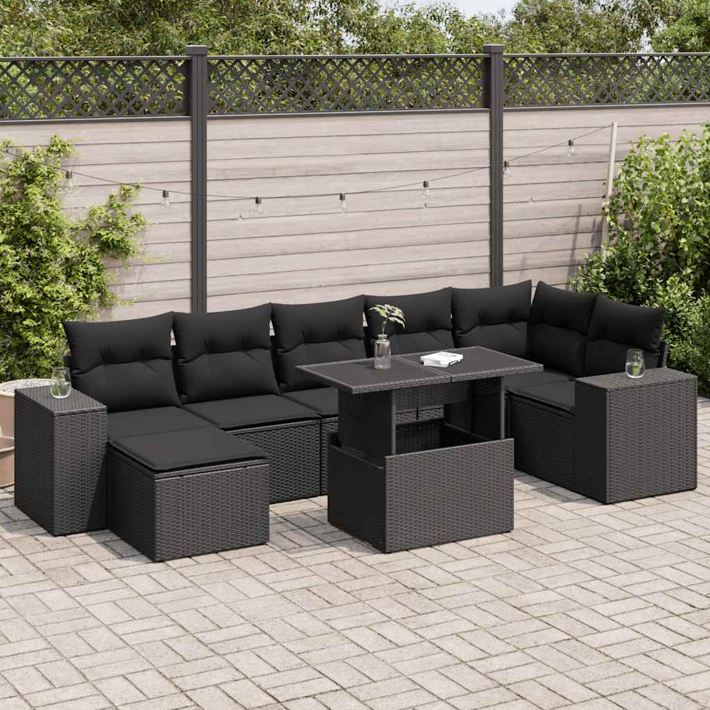 Loungegrupp För Trädgården Med Dynor 8 Delar Konstrotting