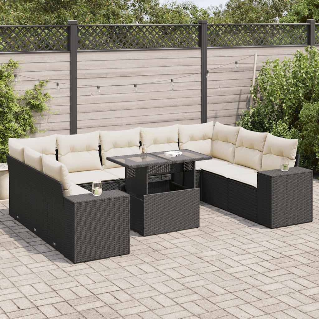 Loungegrupp 10 Delar Med Svarta Dynor Konstrotting