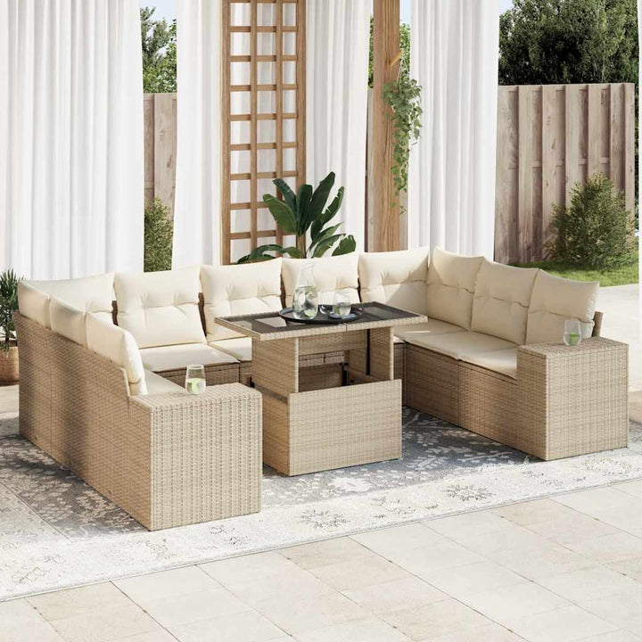 Loungegrupp 10 Delar Med Svarta Dynor Konstrotting