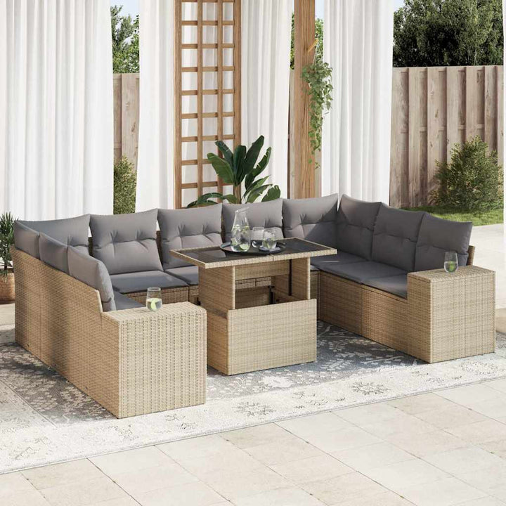 Loungegrupp 10 Delar Med Svarta Dynor Konstrotting