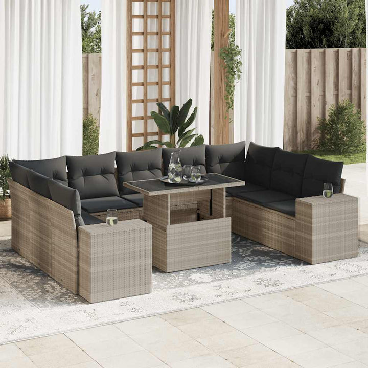 Loungegrupp 10 Delar Med Svarta Dynor Konstrotting