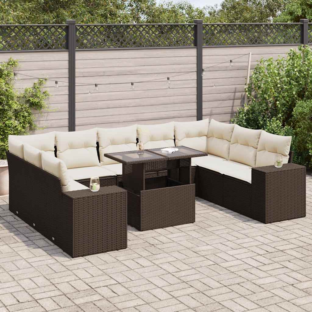 Loungegrupp 10 Delar Med Svarta Dynor Konstrotting