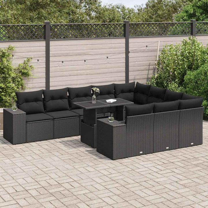 Loungegrupp För Trädgården M. Dynor 11 Delar Beige Konstrotting
