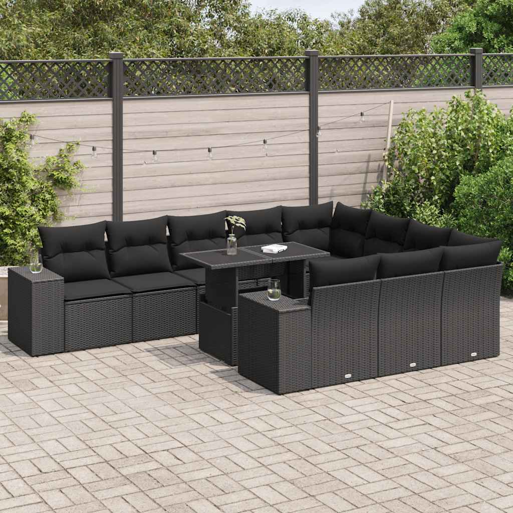 Loungegrupp För Trädgården M. Dynor 11 Delar Beige Konstrotting