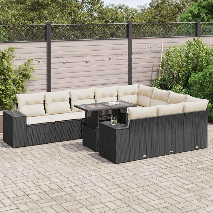 Loungegrupp För Trädgården M. Dynor 11 Delar Beige Konstrotting