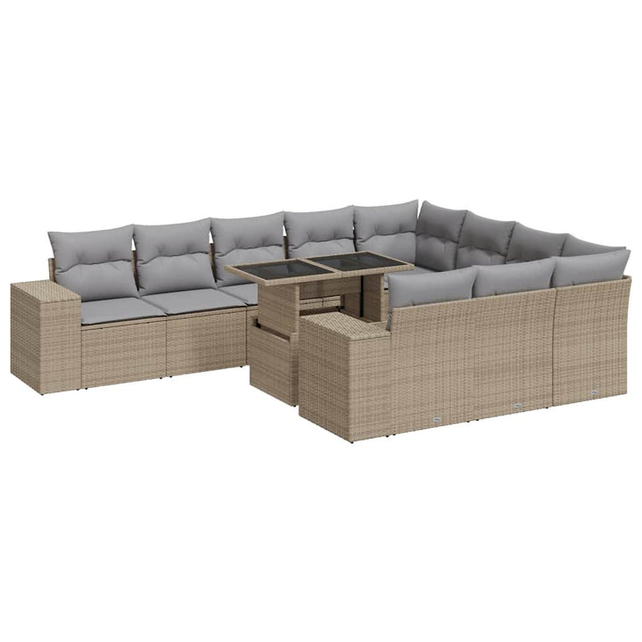 Loungegrupp För Trädgården M. Dynor 11 Delar Beige Konstrotting
