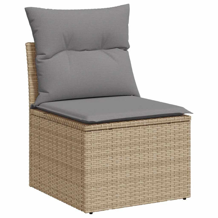 Loungegrupp För Trädgården M. Dynor 11 Delar Beige Konstrotting