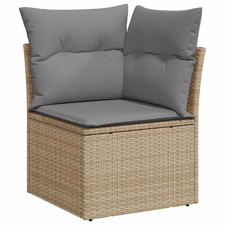 Loungegrupp För Trädgården M. Dynor 11 Delar Beige Konstrotting
