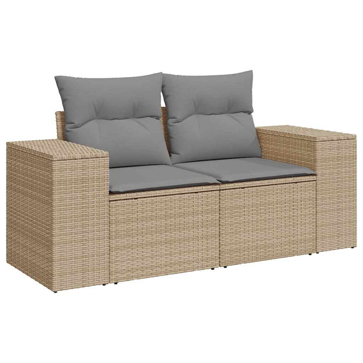 Loungegrupp För Trädgården M. Dynor 11 Delar Beige Konstrotting