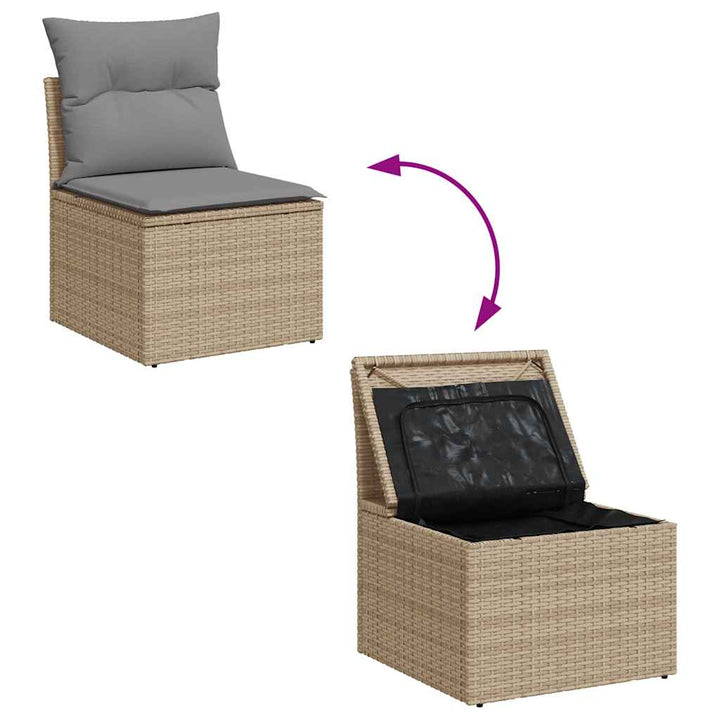 Loungegrupp För Trädgården M. Dynor 11 Delar Beige Konstrotting