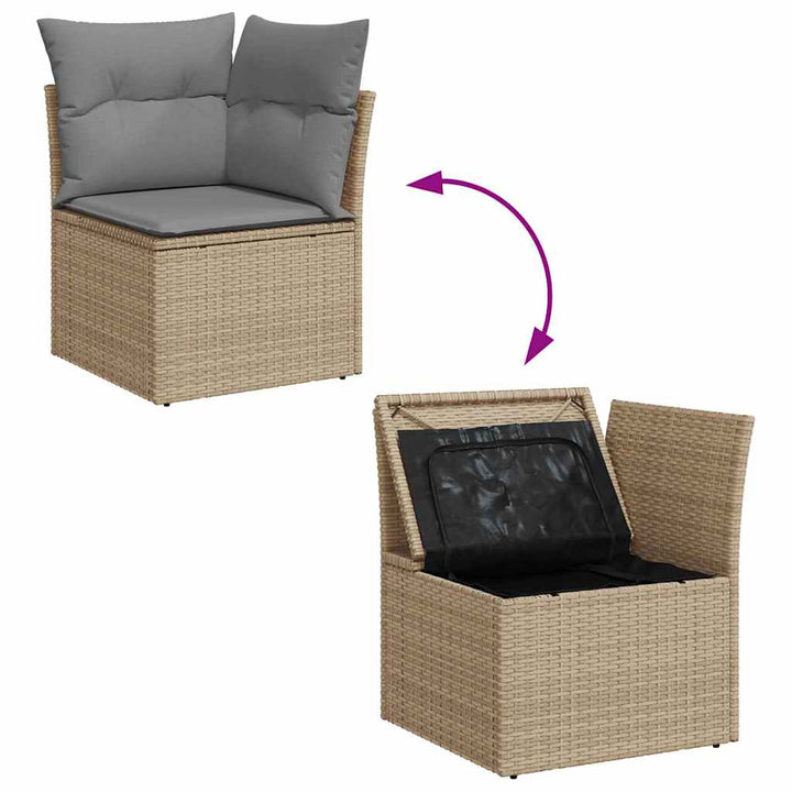 Loungegrupp För Trädgården M. Dynor 11 Delar Beige Konstrotting
