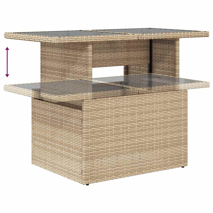 Loungegrupp För Trädgården M. Dynor 11 Delar Beige Konstrotting