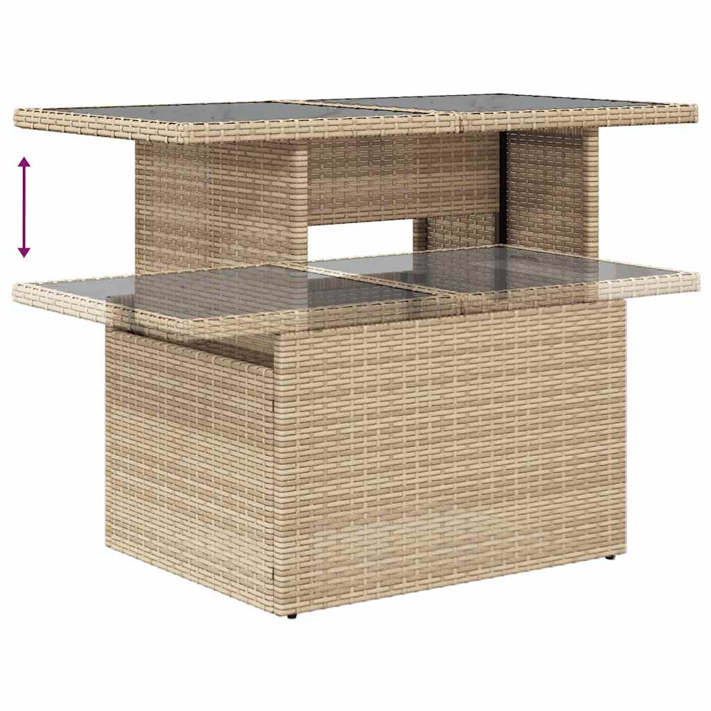 Loungegrupp För Trädgården M. Dynor 11 Delar Beige Konstrotting