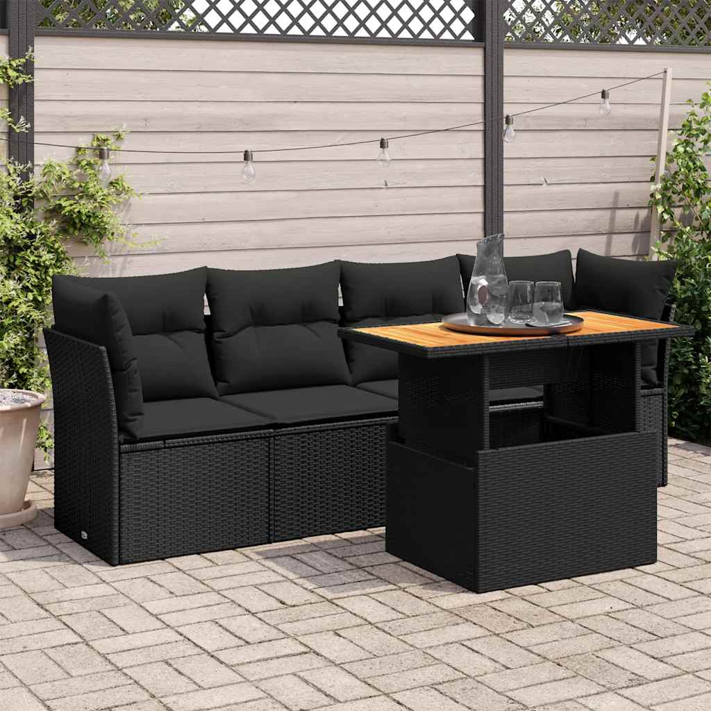 Loungegrupp För Trädgården Med Dynor 5 Delar Konstrotting