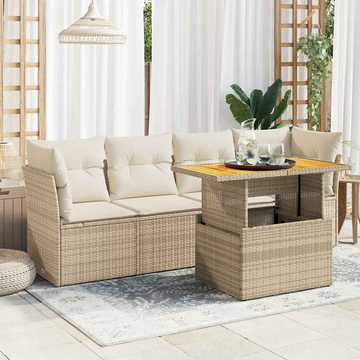 Loungegrupp För Trädgården Med Dynor 5 Delar Konstrotting