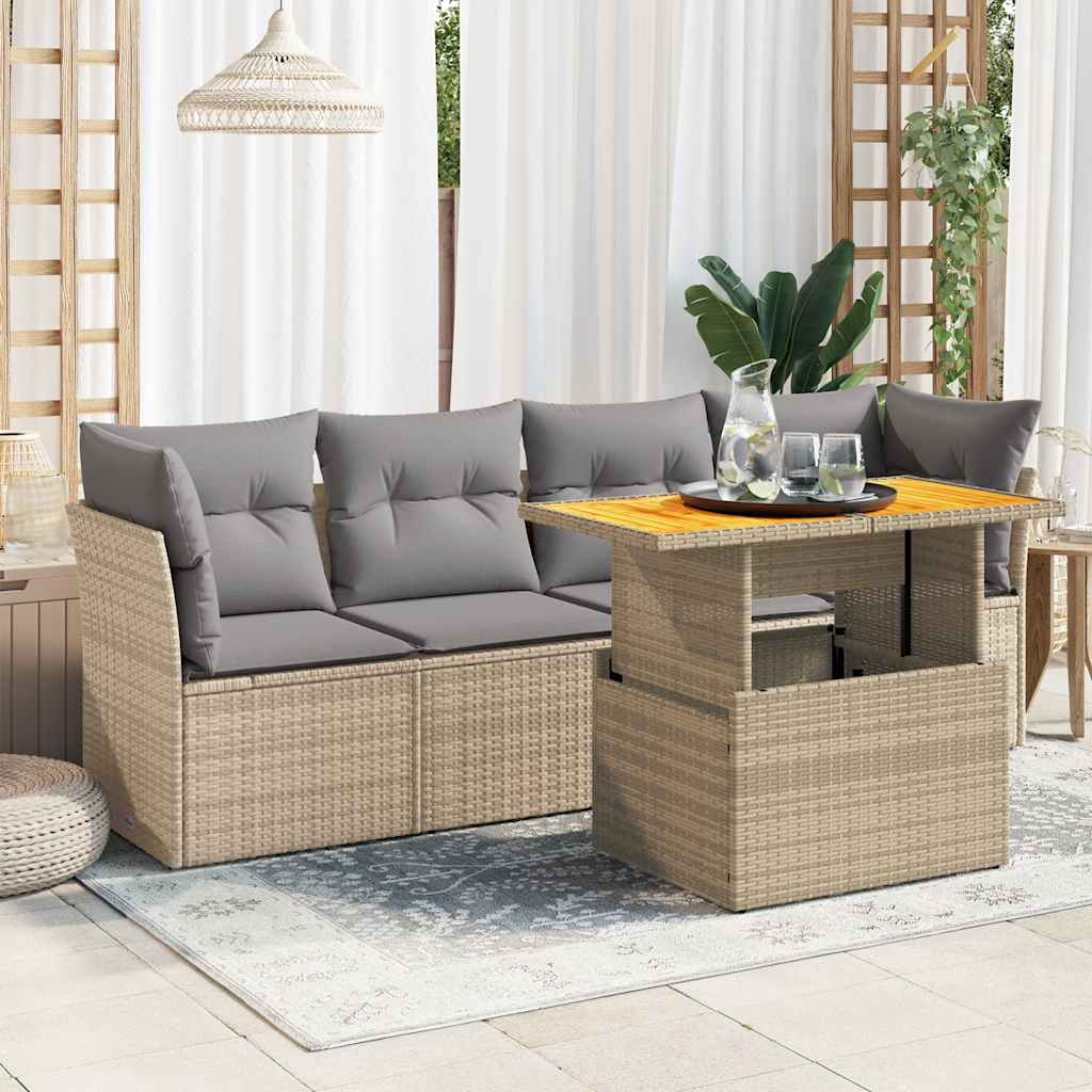 Loungegrupp För Trädgården Med Dynor 5 Delar Konstrotting