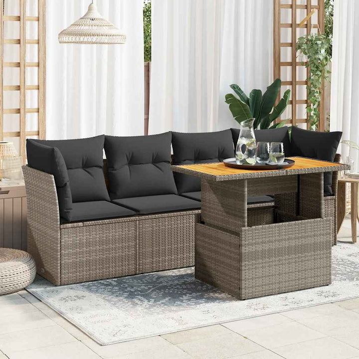 Loungegrupp För Trädgården Med Dynor 5 Delar Konstrotting