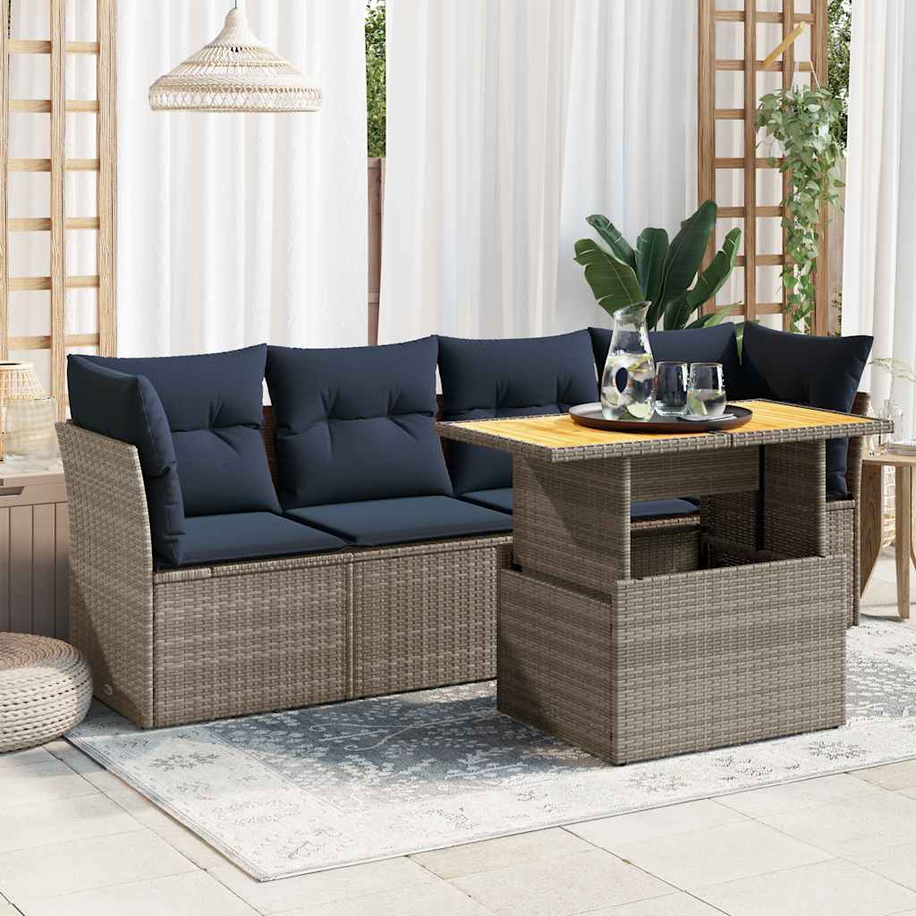 Loungegrupp För Trädgården Med Dynor 5 Delar Konstrotting