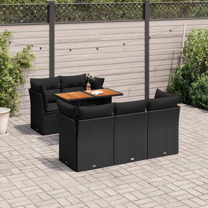 Loungegrupp Med Dynor 6 Delar Svart Konstrotting