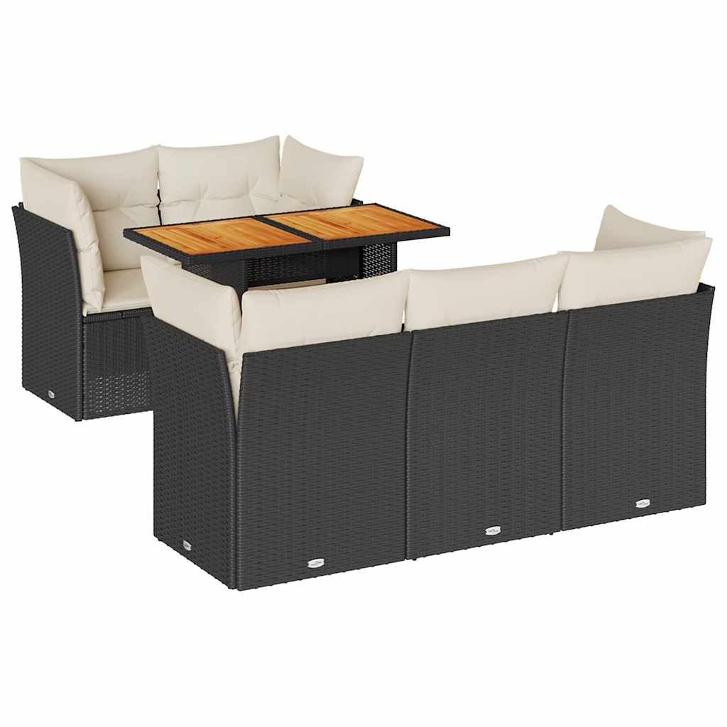 Loungegrupp Med Dynor 6 Delar Svart Konstrotting