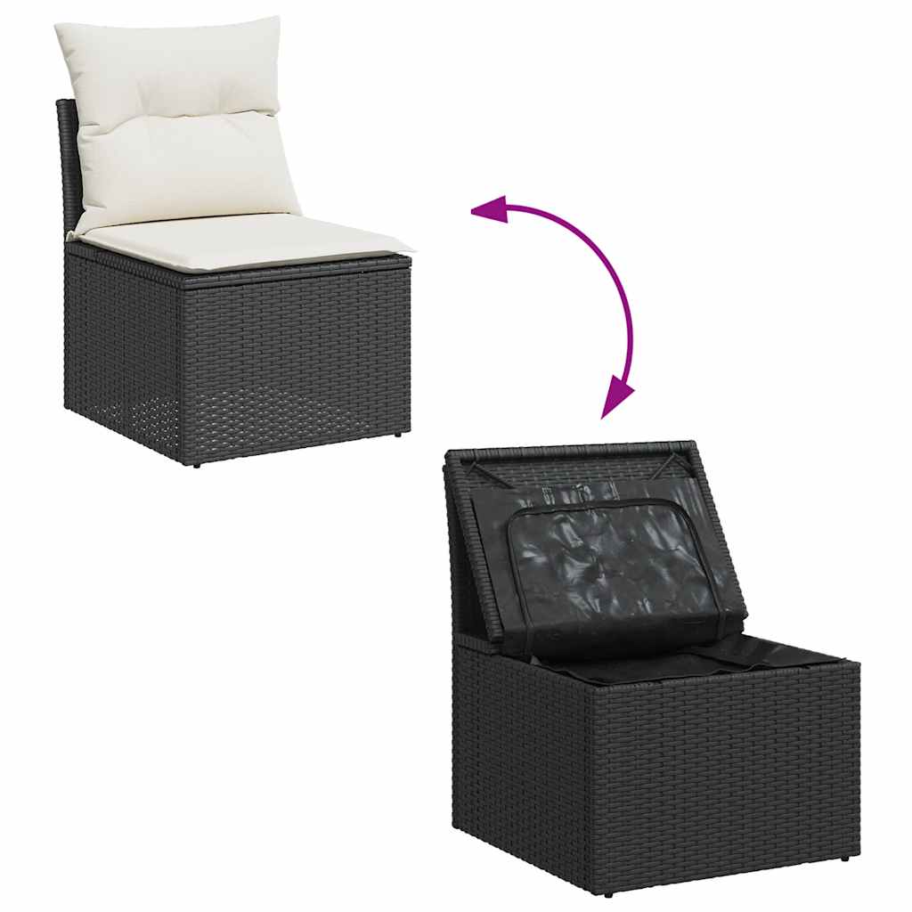 Loungegrupp Med Dynor 6 Delar Svart Konstrotting