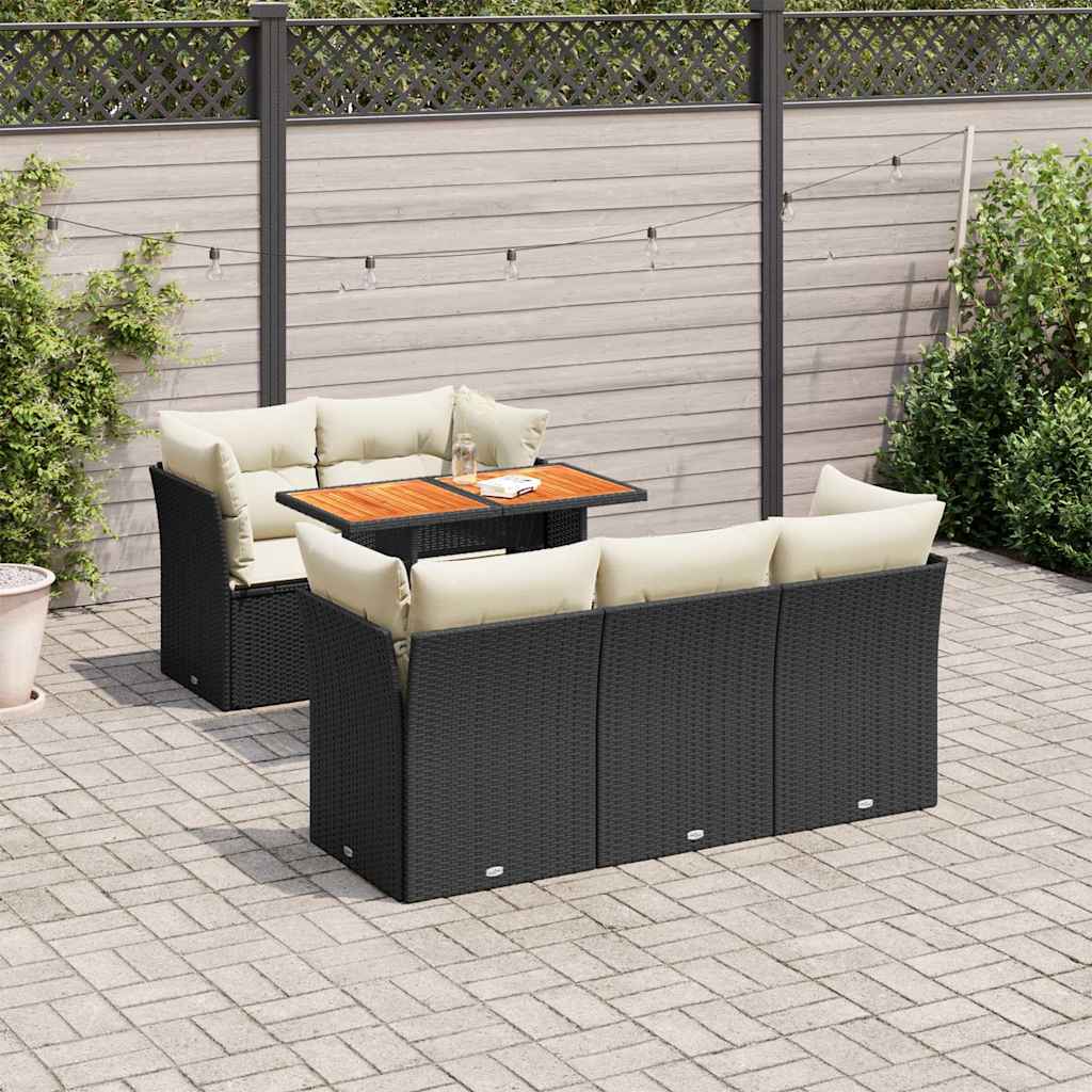 Loungegrupp Med Dynor 6 Delar Svart Konstrotting