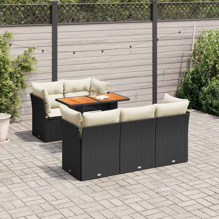 Loungegrupp Med Dynor 6 Delar Svart Konstrotting