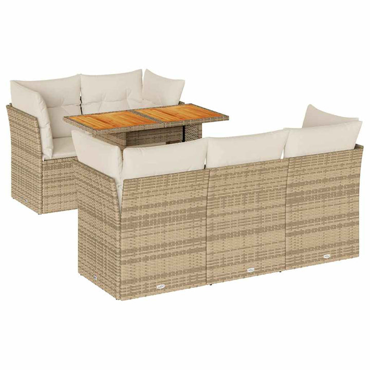 Soffgrupp För Trädgården Med Dynor 6 Delar Beige Konstrotting