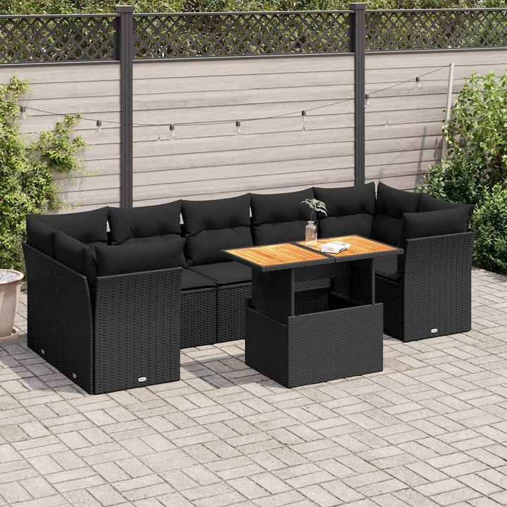 Loungegrupp För Trädgården Med Dynor 8 Delar Konstrotting