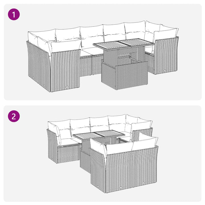 Loungegrupp För Trädgården Med Dynor 8 Delar Konstrotting