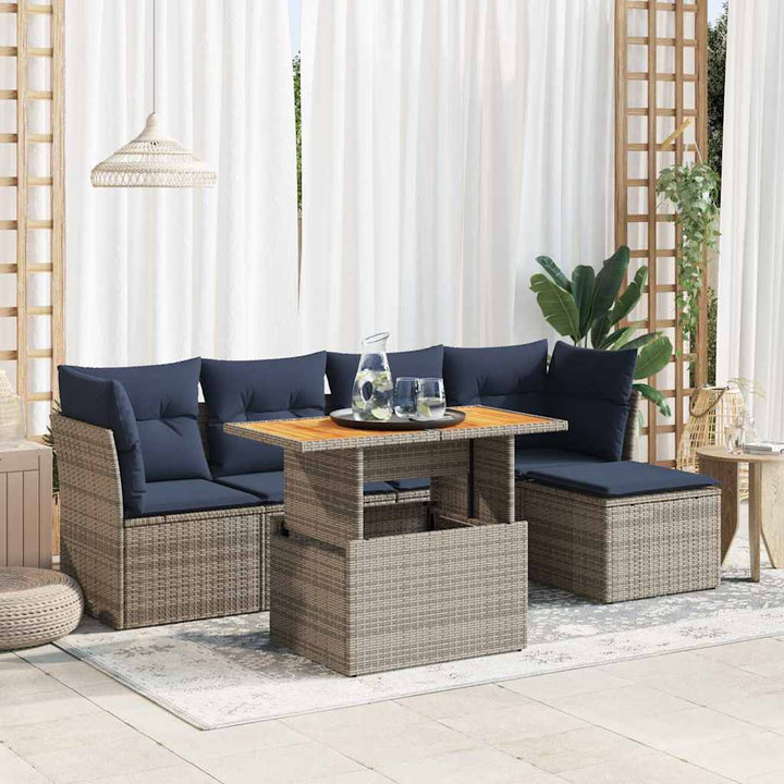 Loungegrupp För Trädgården Med Dynor 6 Delar Konstrotting