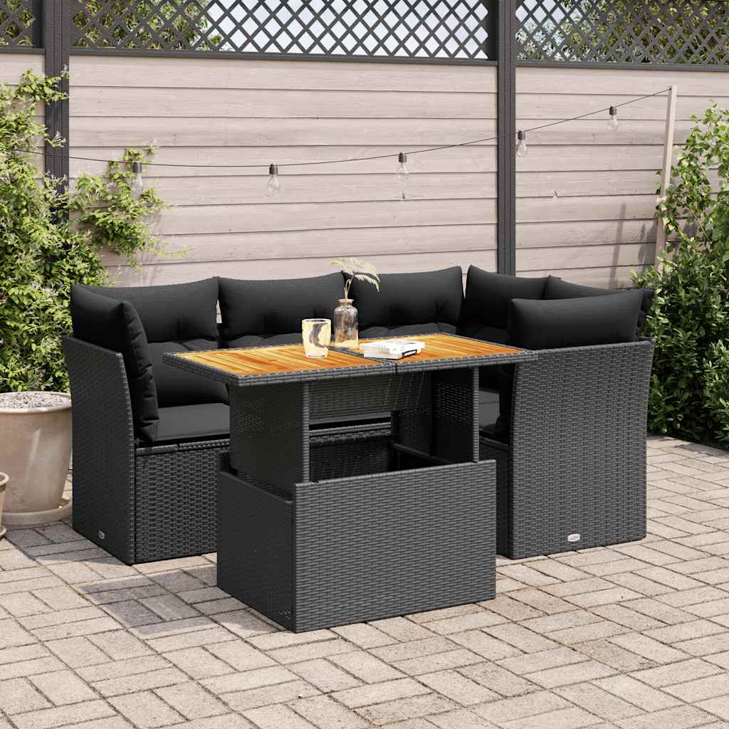 Loungegrupp För Trädgården Med Dynor 5 Delar Konstrotting