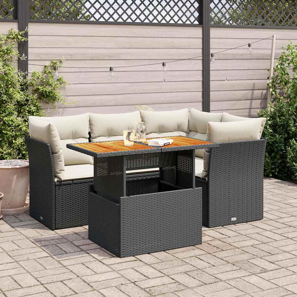 Loungegrupp För Trädgården Med Dynor 5 Delar Konstrotting