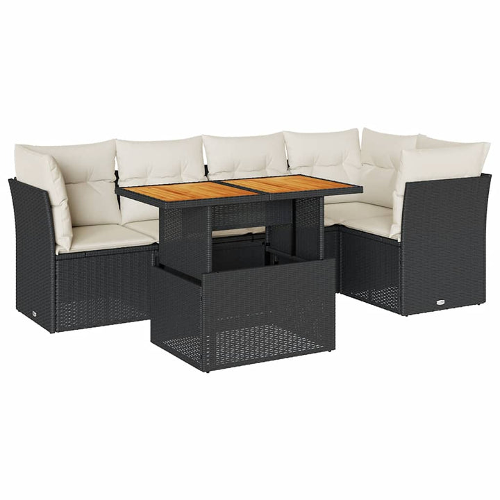 Loungegrupp Med Dynor 6 Delar Svart Konstrotting